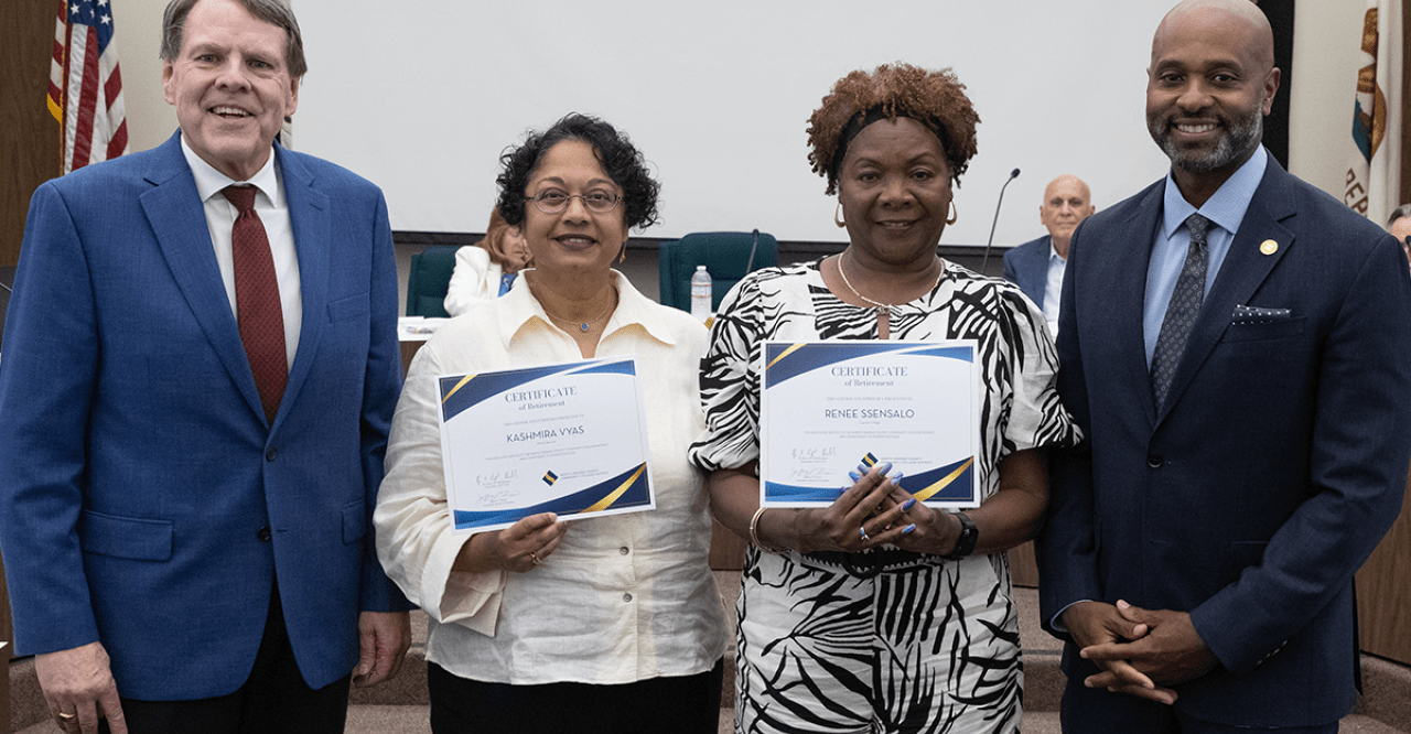 Trustee Jeffrey Brown, Kashmira Vyas, Renee Ssensalo, and Dr. Byron Clift-Breland