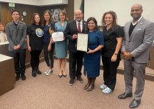 NOCE and NOCCCD representatives accept commendations from Congressman Lou Correa 